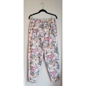 Vintage 1980s Pink Floral Tapered Pants
